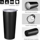 VEGOND 20oz Tumbler Bulk with Lid and Straw 6 Pack, Stainless Steel Vacuum Insulated Tumbler, Double Wall Coffee Cup Travel Mug, Black by TinyTreasures Baby Boutique