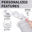 64oz,100oz,128oz Large Motivational Water Bottle with Time Marker, Leakproof & BPA Free Half Gallon Big Water Bottle with Straw Handle Tritan Frosted Water Jug for Gym,Fitness,Outdoor Sports by CozyNest Decor