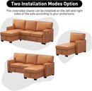 EBELLO Convertible Sleeper Sofa 3 in 1, Faux Leather Modern L-Shaped Couches for Living Room, Pull Out Sectional Futon Sofa Bed with Storage Space, USB Ports and Cup Holders for Bedroom, Brown by CozyNest Decor