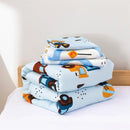 NTBED 4 Pieces Construction Truck Toddler Bedding Set for Baby Boys, Cartoon Vehicles Excavator Cars Printed, Includes Comforter, Flat Sheet, Fitted Sheet and Pillowcase,Light Blue by TinyTreasures Baby Boutique