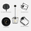1-Light Black Pendant Light Fixture Farmhouse Iron Cage Metal Pendant Light Lantern Hanging Light Fixtures with Clear Glass Shade for Kitchen Island, Entryway, Dining Room, Hallway 5.9*5.9*8.27IN by CozyNest Decor