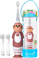 brush-baby WildOnes™ Rechargeable Kids Electric Toothbrush – Monkey | Flashing Lights, 2-Min Timer, Waterproof, 3 Brush Heads | Toddler & Child Toothbrush Ages 0-10 | Soft Bristles by TinyTreasures Baby Boutique