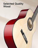 Moukey 36 Inch Acoustic Guitar for Beginners Kids Youth 3/4 Size Dreadnought Travel Guitarra Acustica Kit with Chord Poster, Gig Bag, Tuner, Picks, Nylon Strings, Capo, Strap - Natural by TinyTreasures Baby Boutique