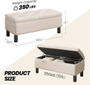 Furniliving 42” Ottoman Bench with Storage, Folding Storage Ottoman Benches with Wood Legs, Upholstered Bedroom Bench with Button-Tufted, Entryway Bench for Bedroom, Linen, Beige by CozyNest Decor