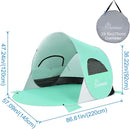 WolfWise UPF 50+ Easy Pop Up 3 Person Beach Tent Sport Umbrella Instant Sun Shelter Tent Sun Shade Canopy, Mint Green by TinyTreasures Baby Boutique