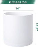 D'vine Dev 2 Pack 14 Inch Modern Plastic Plant Pots, Small Garden Planters for Plant with Drainage Holes and Saucers, White Color, 74-Z-Q-1 by GreenHaven Gardens