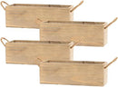 Wooden Planter Box with Handle, Rustic Barn Wood, Plastic Liner l Garden Decor l Restaurant and Wedding Decorations l Wedding Table Centerpiece (12x4 w Handle Set of 4, Natural) by GreenHaven Gardens