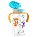 Evorie Tritan Spill Proof Toddler Straw Sippy Cup, 10 oz for Baby and Toddlers 1-3 Years Old, No Spill Straw Water Bottle with Removable Handles, Ideal for School, BPA-Free (Imaginations) by TinyTreasures Baby Boutique