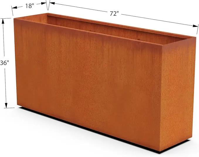 Corten Steel Planter Rectangle Outdoor Metal Garden Box Heavy Duty | Made in USA | Fully Assembled, photo 5 of 7