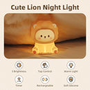 Cute Lion Night Light for Kids, Rechargeable Nursery Lamp with Timer, 3 Brightness Levels & Warm Light, Soft Silicone Baby Night Light, Tap Control, Gift for Toddlers by TinyTreasures Baby Boutique