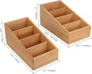 HTB 4-Section Snack Organizer with Removable Dividers for Kitchen, Cabinet, Office, Countertop, 2 Pack Bamboo Pantry Storage Organization for Spice Packets, Seasoning Pouches, Coffee Pods by CozyNest Decor