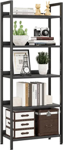 NUMENN Bookshelf, 5 Tier Bookshelves, Home Office Bookcase Shelf Storage Organizer, Free Standing Storage Shelving Unit for Bedroom, Living Room and Home Office, Carbon Fibre by CozyNest Decor