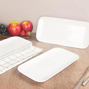 Serving Platters Set of 4, Rectangular Serving Plates, Serving Trays for Entertaining Party, Microwave,Oven,Dishwasher Safe,Kitchen Dinnerware, White 12.4 Inch by CozyNest Decor