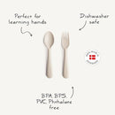mushie Flatware Fork and Spoon Set For Kids | Made in Denmark (Smoke) by TinyTreasures Baby Boutique