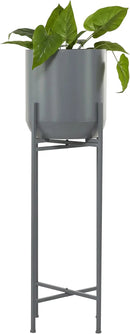 Deco 79 CosmoLiving by Cosmopolitan Metal Round Planter with Removable Stand, 13" x 13" x 42", Gray by GreenHaven Gardens