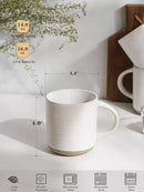 Kanwone Coffee Mugs 16oz, Stoneware Mugs Set, Ceramic Coffee Cups with Handle for Latte, Hot Tea, Cappuccino, Cocoa, Housewarming Wedding Gift, Microwave and Dishwasher Safe, Set of 6, Neutral White by CozyNest Decor