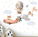 Animals Airplane Wall Stickers for Nursery: Baby Kids Bedroom Wall Decals - Aircrafts Hot Air Balloon Elephant Fox Giraffe Monkey by TinyTreasures Baby Boutique