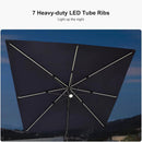 PURPLE LEAF 10 Feet Patio Umbrella Solar Powered LED Square Outdoor Cantilever Umbrella with LED Lights Aluminum Offset Umbrella with 360-degree Rotation for Garden Deck Pool Patio Navy Blue by GreenHaven Gardens