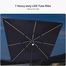 PURPLE LEAF 10 Feet Patio Umbrella with Base Outdoor Cantilever Solar Powered LED Square Umbrella Aluminum Offset Umbrella with 360-degree Rotation for Garden Deck Pool Patio Navy by GreenHaven Gardens