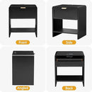 LEVNARY Nightstand with Charging Station, Mid-Century Modern Bedside Table with Curved Top Corners and Storage Drawer, Wooden End Table for Farmhouse Bedroom Living Room (1, Black) by CozyNest Decor