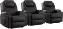 Power Recliner Chair with Heat and Massage, PU Leather Home Theater Seating with LED Lights/Cup Holders/Side Pocket/USB Port, Reclining Sofa Chair for Living Room(3, Brown) by CozyNest Decor