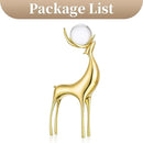 Sziqiqi Brass Reindeer Christmas Statue - Deer Sculpture for Living Room Decor - Gold Metal Reindeer Antler Animal for Tabletop by CozyNest Decor