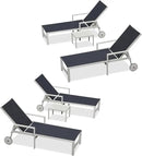 PURPLE LEAF Outdoor Chaise Lounge Adjustable Sunbathing Recliner with Armrest Navy Blue 2 Sets by GreenHaven Gardens