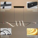 Modern Ceiling Chandelier Light, Acrylic Anti Flicker Pendant Lamp with Remote Control Dimmable 3 Color Mode & Brightness (Warm Cool Neutral Light) for Kitchen Bar（Black,57IN by CozyNest Decor