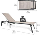 Aluminum Chaise Lounge Chair Outdoor, Foldable Patio Lounge Chair 2 Sets with Table Assemble-Free, Pool Lounge Chairs with 5 Adjustable Backrest, Outdoor Lounge Chairs for Outside Poolside Beige by GreenHaven Gardens