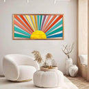 IARTTOP Large Boho Sun Wall Art Framed Wooden Art Wall Decor Sun Geometric Line Sunshine Wall Art for Living Room Bedroom Office 16"" x32, red by CozyNest Decor
