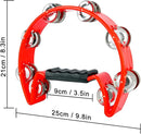 EastRock Tambourine Metal Jingles Hand Held Percussion Half Moon Tambourine for Kids, Adults, KTV, Party Red by TinyTreasures Baby Boutique