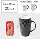 AmorArc Large Coffee Mugs Set of 6, 20oz Ceramic Tall Coffee Mugs Set with Textured Geometric Patterns for Latte/Tea/Beer/Hot Cocoa, Dishwasher & Microwave Safe, Multi by CozyNest Decor