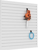 Slatwall Panel Garage Organizer PVC Slatwall Heavy Duty Wall Mounted Rack, Interlocking Slat Wall Panels for Tool Organization Peg Board(White 4 x 4 ft) by GreenHaven Gardens