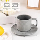 Large Cappuccino Cups with Saucers Set of 4, 8 Ounce Stackable Embossed Ceramic Coffee Mugs for Specialty Coffee Drinks, Latte, Cafe Mocha and Tea, Dishwasher & Microwave Safe (Grey) by CozyNest Decor