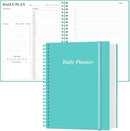 Daily Planner Undated - A4 To Do List Notebook Hourly Schedules, Spiral Appointment Planner for Women and Men,PVC Hardcover, Inner Pocket, Elastic Closure, 8.5" x 11", Teal by TinyTreasures Baby Boutique