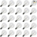 Brightown G40 Replacement Light Bulbs, 25 Pack 5W Clear Globe Bulb fits E12 C7 Candelabra Screw Base Sockets, 1.5 Inch Dimmable Light Bulbs for Indoor Outdoor Patio Decor, Warm White by GreenHaven Gardens