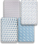 4 Pack Soft Baby Boy Crib Sheets for Standard Crib Mattress Dinosaur Star Cloud Soft Polyester Neutral Unisex Fitted Crib Sheets Set for Baby Boys by TinyTreasures Baby Boutique