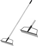 Garden Rake, Metal Sturdy and Heavy Duty Metal Rake, 16-Tine Bow Rake with Adjustable Stainless Steel Handle, Long Shaft for Loosening Soil, Leveling Mulch, Gathering Leaves by GreenHaven Gardens