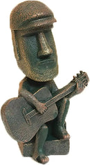 Moai Statue Decor - 6 Inch Easter Island Oranment Resin Stone Decoration for Room Accessories Antique Sculpture for Office Desktop (Play The Guitar) by CozyNest Decor