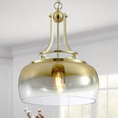 WUZUPS Gold Chandelier Rustic Farmhouse Industrial Round Ceiling Pendant LED Light Fixture with Gradient Glass Shade for Dining Room Kitchen Island Foyer Entryway, H 17" W 13.4", E26 Base by CozyNest Decor