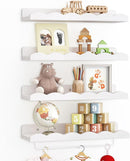 Fixwal Nursery Shelves, 16.5 Inch Floating Bookshelves for Wall Set of 4, Scalloped Wall Book Shelves with Towel Rack for Kids, Toddler Room, Baby Room, Nursery Decor and Storage(White) by TinyTreasures Baby Boutique
