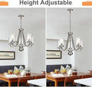 5-Lights Modern Pendant Light Fixtures, Wagon Wheel Dining Room Chandelier in Brushed Nickel, Hanging Ceiling Home Lighting for Foyer Kitchen Bedroom by CozyNest Decor