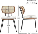 Rattan Dining Chairs Set of 4, Mid Century Modern Dining Chairs with Cane Back for Kitchen Dining Room, 19 Inch Fabric Beige by CozyNest Decor