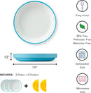 Omie® Easy Scoop Plates for Kids | Unique Design Helps Food Fall into the Spoon, Not on the Table | Made from Plants | 3 Plates + 2 Silicone Dividers | Blue by TinyTreasures Baby Boutique