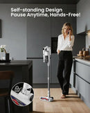 Cordless Vacuum Cleaner for Home, Upgraded 60Kpa Powerful Suction Pet Hair Vacuum with 70min Runtime, Green LED Light for Hardwood Floors & Carpet, Self-Standing Rechargeable Stick Vacuum, White by CozyNest Decor