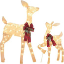 2 Pcs Reindeer Christmas Decoration, Xmas Lighted White Shimmering Doe and Fawn Display Set with 105 Warm White Lights for Yard Lawn Indoor Outdoor by CozyNest Decor