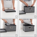 PRANDOM Storage Bins with Lids [3-Pack] Linen Fabric Foldable Storage Boxes Organizer Containers Baskets Cube with Cover for Home Bedroom Closet Office Nursery Grey（11.4X8.6X6.7 by TinyTreasures Baby Boutique