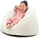 N&V Small Bean Bag Chair for Kids, Children Mini Bean Bag Sack, Foam Filling, Includes Removable and Machine Washable Cover, 27in, Soft Faux Fur (White) by TinyTreasures Baby Boutique