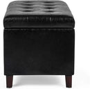 Asense Storage Ottoman Bench, Faux Leather Upholstered End of Bed Bench with Safety Hinge Wooden Legs, for Entryway Bedroom (Black, 33.3") by CozyNest Decor