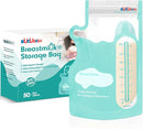 Breastmilk Storage Bags(50 Count)，8oz Milk Storage Bags for Breastfeeding，BPA Free with Easy Pour Spout, Self Standing, for Refrigeration and Freezing Blue by TinyTreasures Baby Boutique